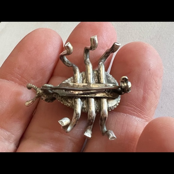 Sterling and Onyx Spider Brooch - Picture 3 of 4